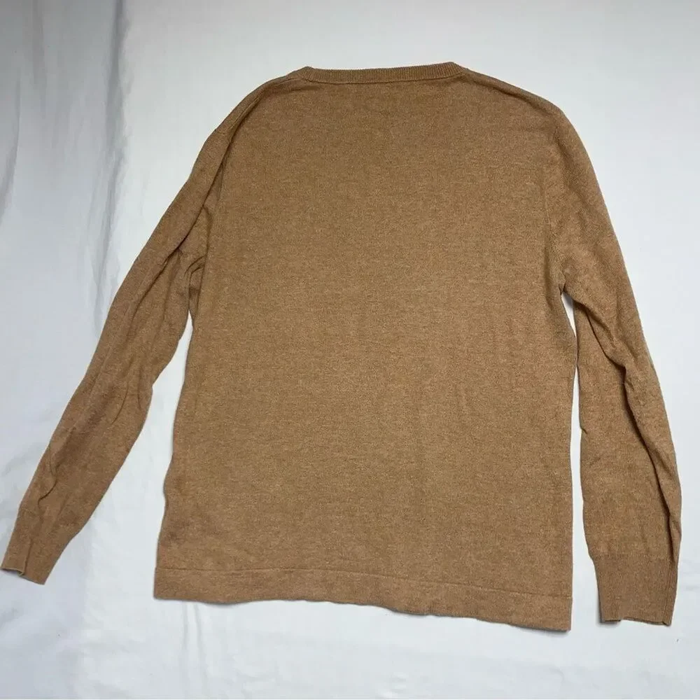 J CREW Cotton Sweater Men's Small Tan Brown Soft Knit Fall Crewneck Pullover